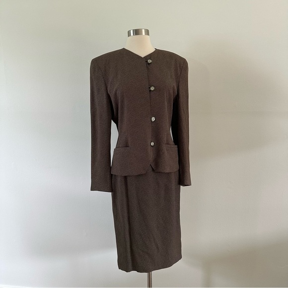 Vintage Christian Dior Blazer Jacket Skirt Set Sz 6 - Picture 1 of 14